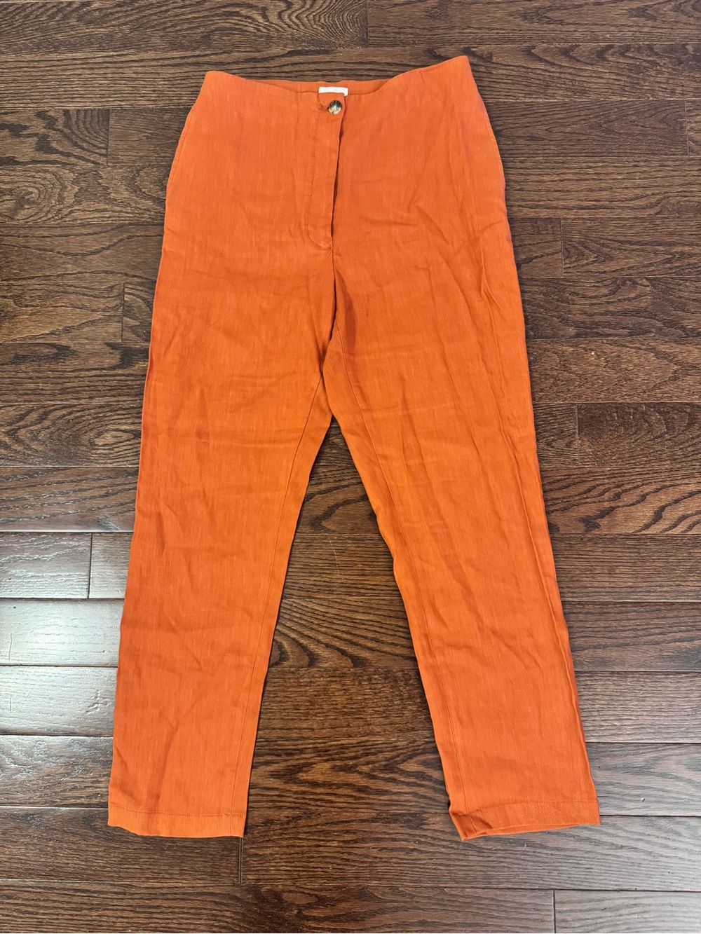Wilfred Cherice Italian Linen Blend Orange Slim Cigarette Pants Size 10 - Picture 4 of 11